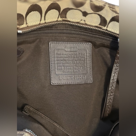 Coach Tan and Brown Signature  Canvas Shoulder Bag - Picture 5 of 17